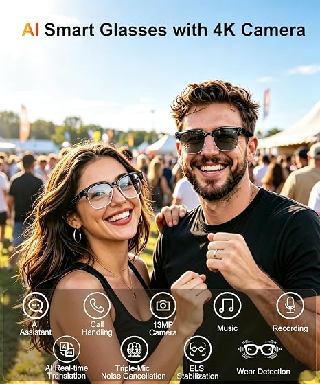 BeeJovial AI Smart Glasses Front View