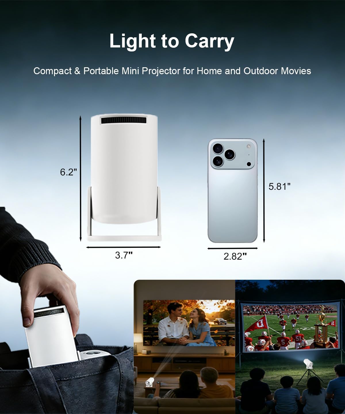 HY300PRO+ Outdoor Portable Projector for Camping